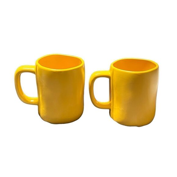 Rae Dunn Hay Rides Yellow Coffee Mug Set of Two - Picture 2 of 4